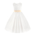 Girls White Tulle Dress & Bow Belt (Age 24M-16YRS)