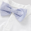 Boys Baby Toddler White Bow Tie Shirt & Blue Dungarees Set (Age 6m-4yrs)