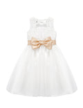 Girls White Tulle Dress & Bow Belt (Age 24M-16YRS)