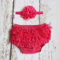 Baby Girls Lace Ruffle Bloomers & Headband (Age 3m-24m) Hot Pink